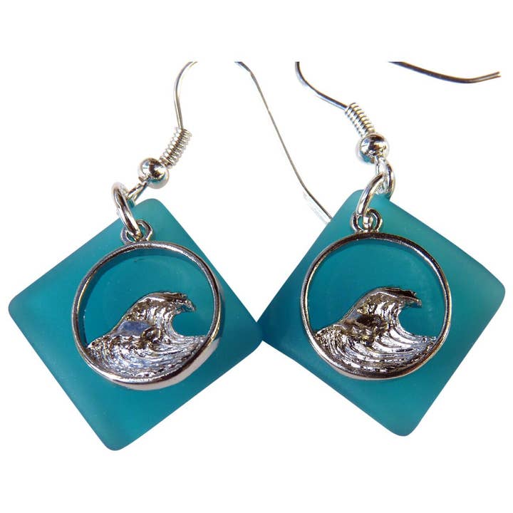 Ocean Wave Beach Verre Boucles d'oreilles - Couleurs assorties pour la vente par Snazzy and Co