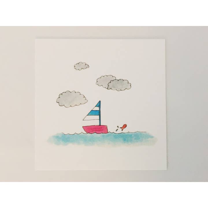 Fish Boat Mini Flat Notes Set Of 48 for wholesale by Porcupine Hugs