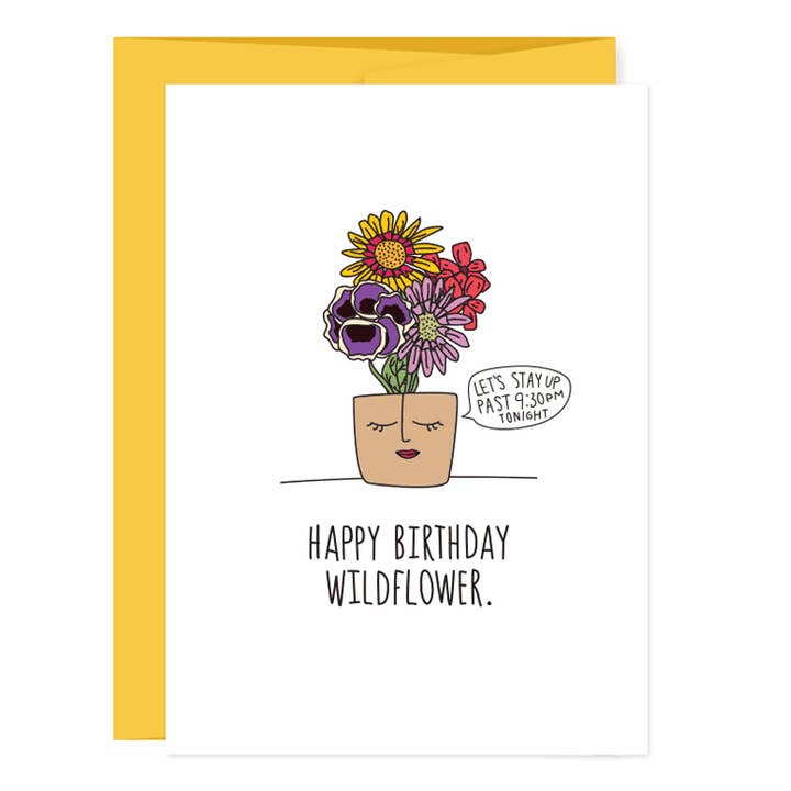 Carte de vœux d'anniversaire de fleurs sauvages pour la vente par Humdrum Paper