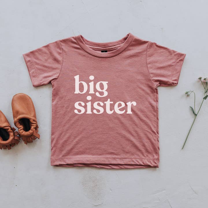 Gladfolk - Wholesale Screen Printed T-Shirt - Kids - Mauve Big Sister Kids Tee