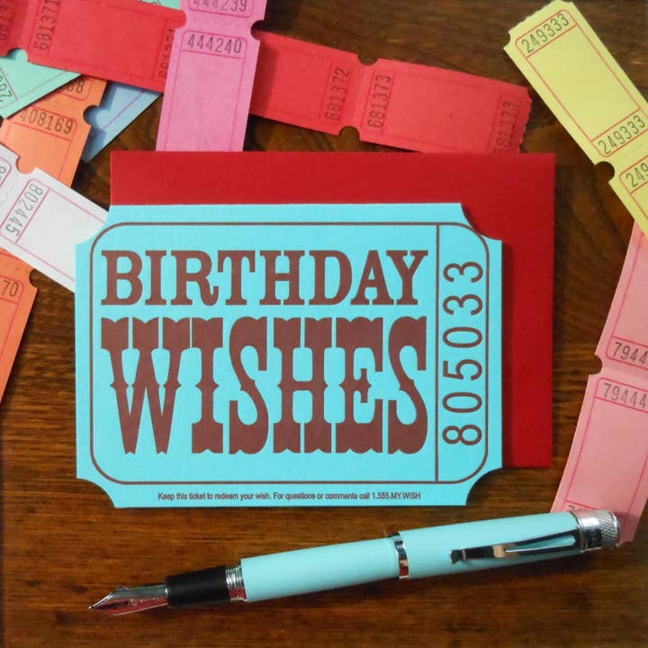 Birthday Wishes Ticket for wholesale by a. favorite design