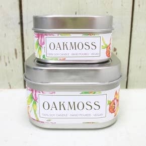 Oakmoss Soy Candle in Small Tin - Musk for wholesale by Green Daffodil Bath & Body