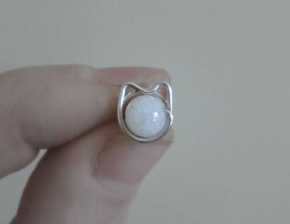 Contempo Jewelry - Wholesale Stud/Post Earrings - White Agate + Sterling Silver Cat Stud Earrings2