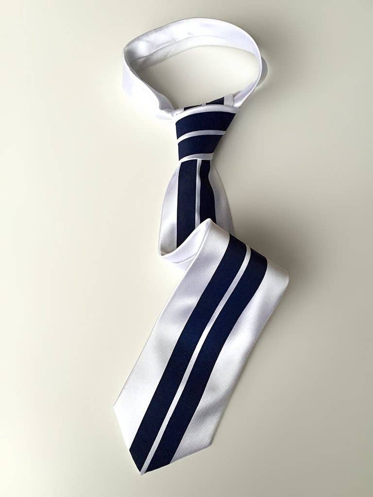 Cyberoptix Tie Lab - Wholesale Necktie - Men's - Racing Stripes: White & Blue Microfiber Necktie1