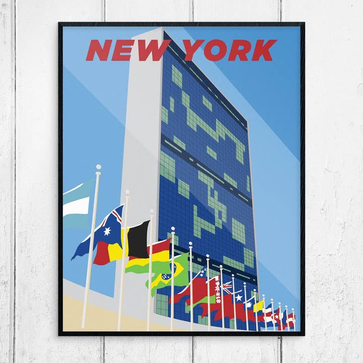 11'' x 14'' New York United Nations Building Print for wholesale by Fridgedoor