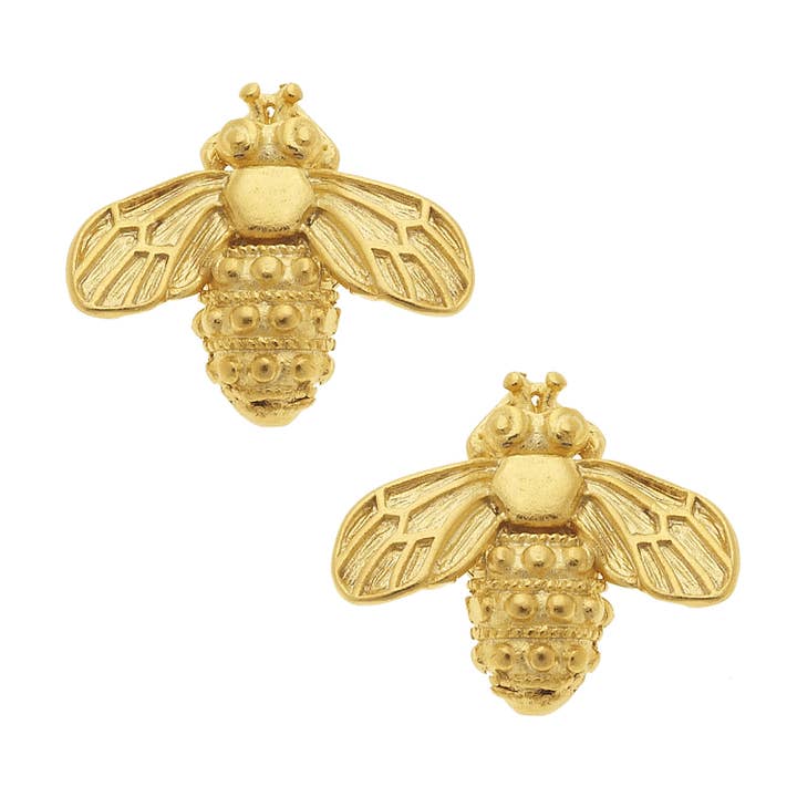 Gold Bee Stud Earrings for wholesale by Susan Shaw