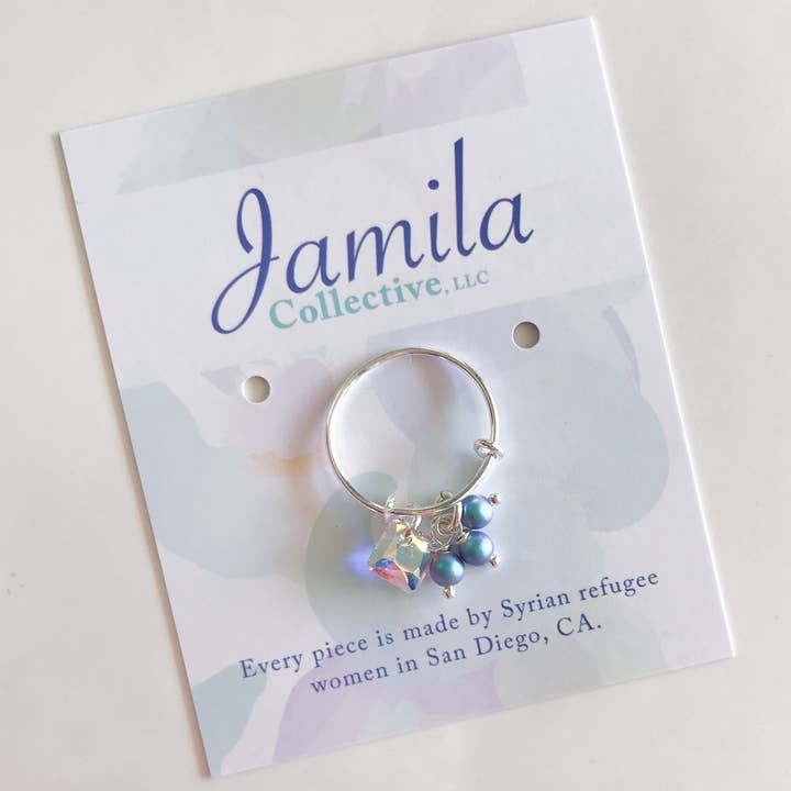 Ruaa Justerbar Ring - Regnbue/Blå for engroshandel hos Jamila Collective, LLC