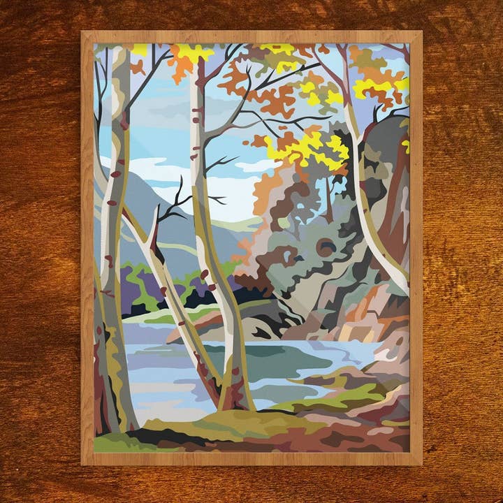 11'' x 14'' Paint By Number Style Autumn Scene Print for wholesale by Fridgedoor
