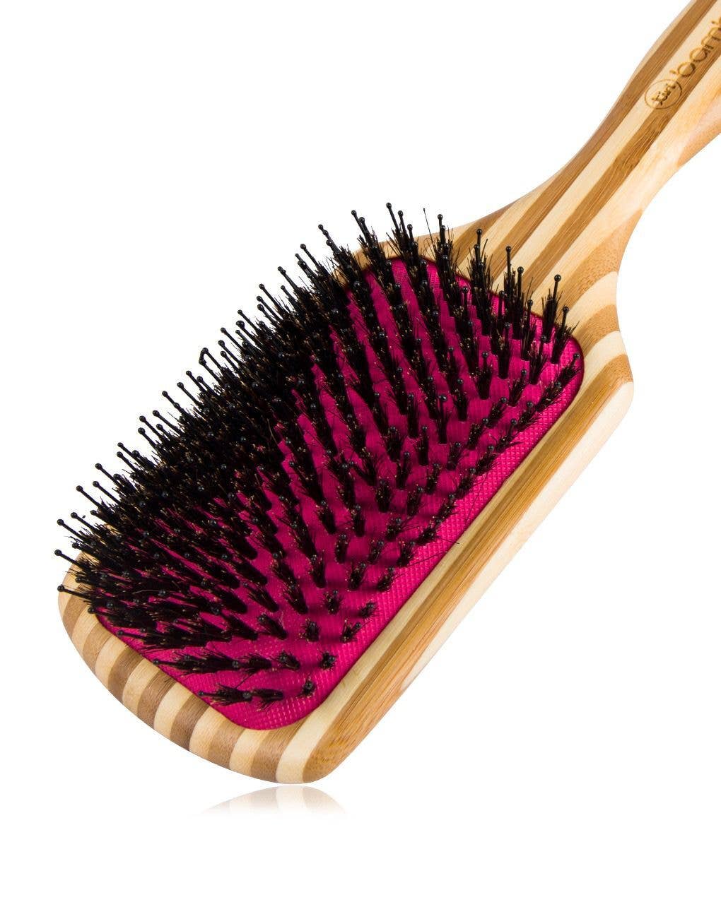 Tiri Pro - Wholesale Hair Brush/Comb - Bamboo XL Detangling Paddle Brush with Boar Bristles - Pink1