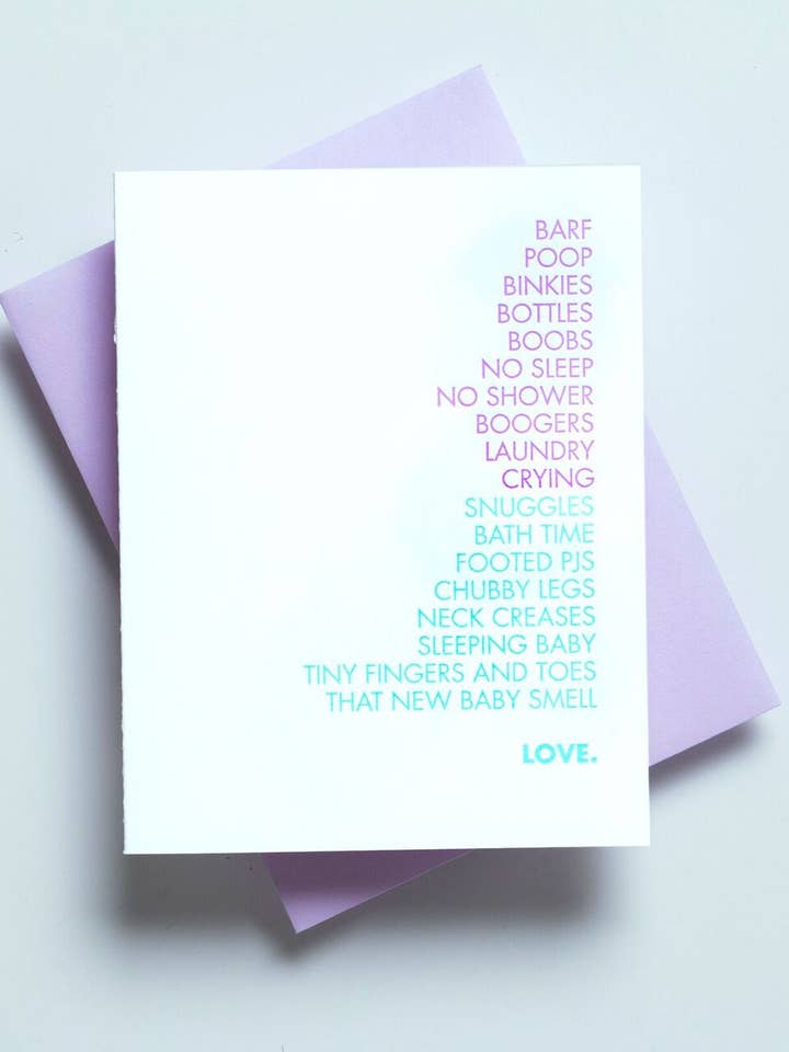 That New Baby Smell Card - Baby Congratulations Card for wholesale by Richie Designs