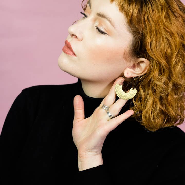 Golden Arches Brass Hoop Earrings for wholesale by Odyssey & Oddities