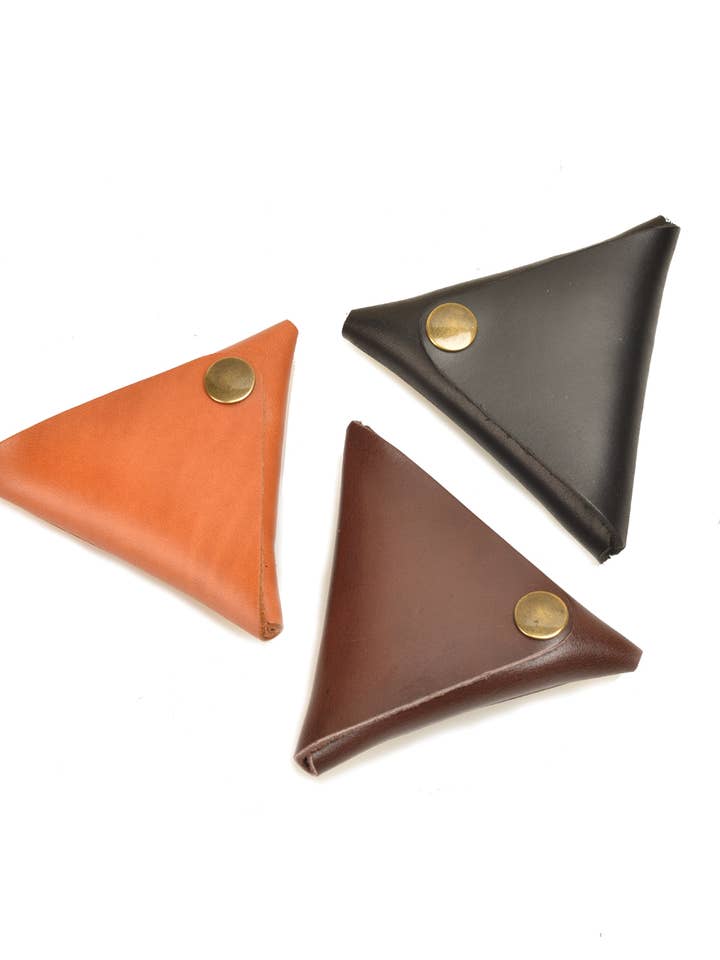 Triangle Leather Pouch for wholesale by Zig Zag Asian Collection