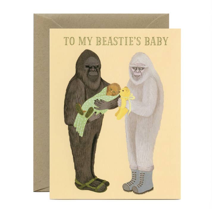 Beasties Baby Bigfoot Sasquatch & Yeti Bedste Venner Tillykkekort for engroshandel hos Yeppie Paper