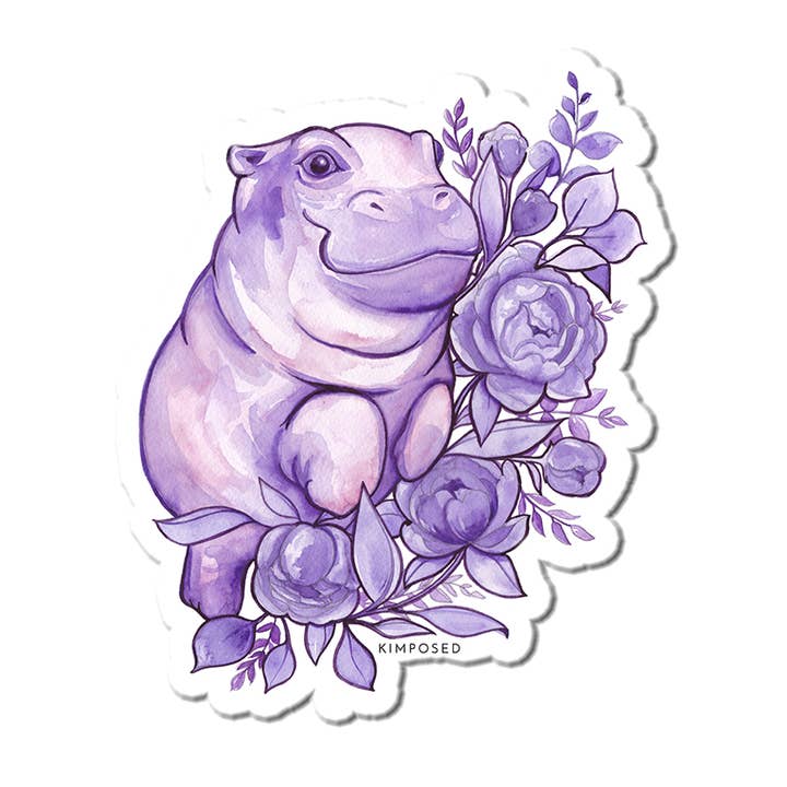 Purple Hippo Sticker for wholesale by Kimposed