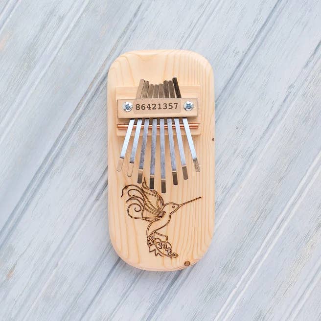 Humming Bird Engraved Thumb Piano for wholesale by Mountain Melodies LLC