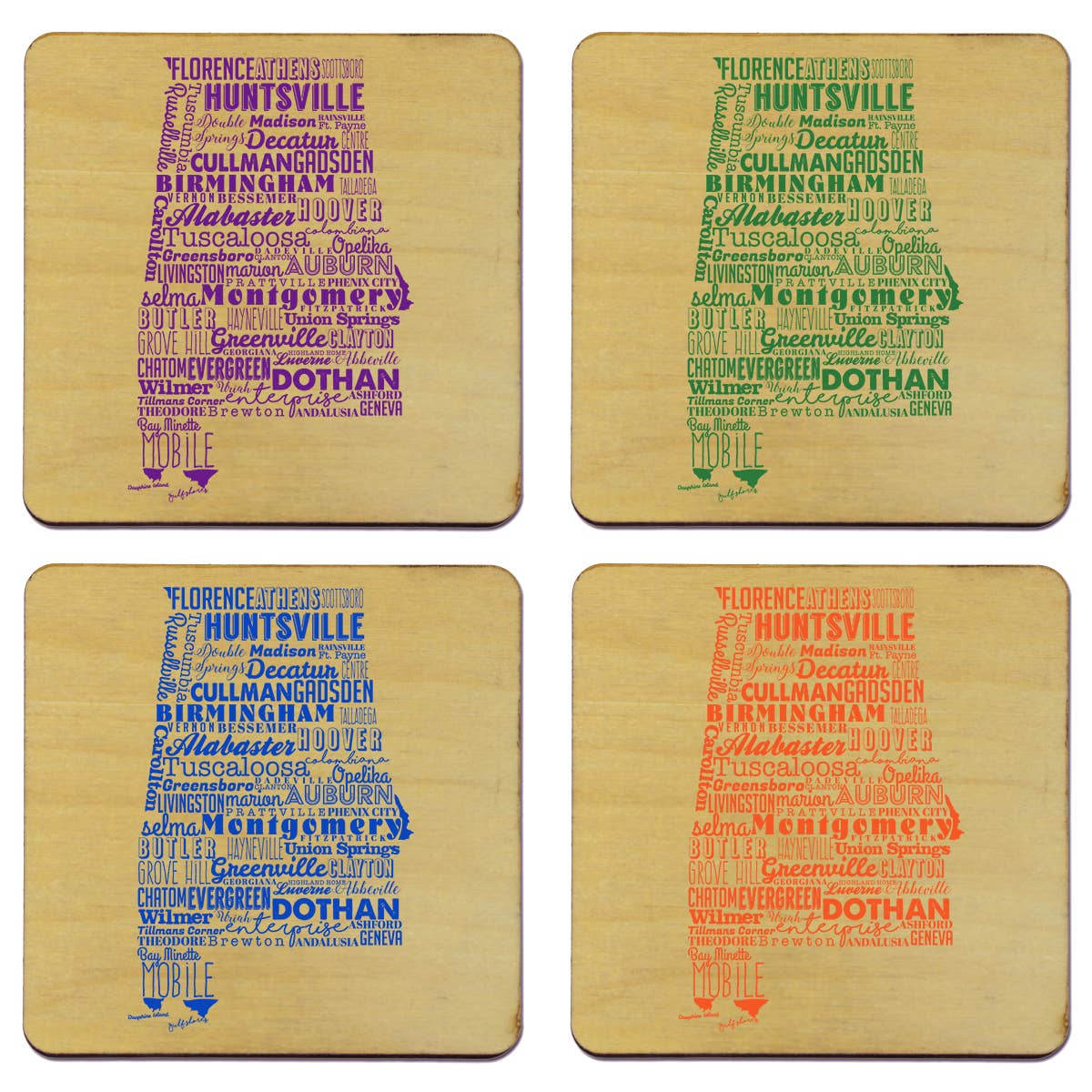 Torched Products - Wholesale Coasters - State Typography Coaster- Set of 43