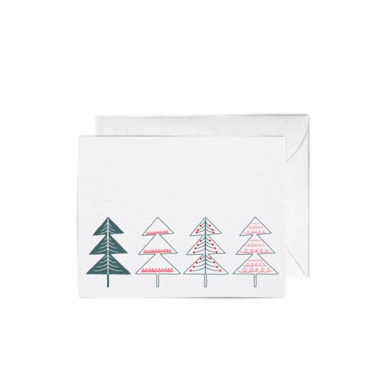 East Avenue Press - Wholesale Season's Greetings Card - X-mas Trees A2 Letterpress Cards0