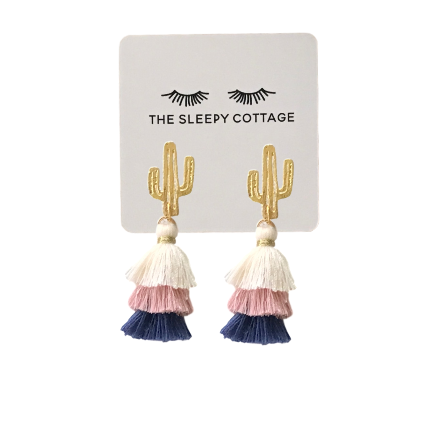 The Sleepy Cottage - Wholesale Tassel Earrings - Mini Saguaro Cactus Layered Tassel Earrings1