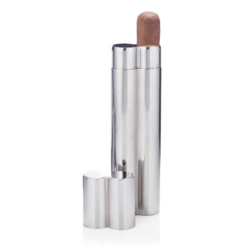Viski - Wholesale Humidor/Cigar Accessory - Harrison Polished Stainless Steel Double Cigar Holder