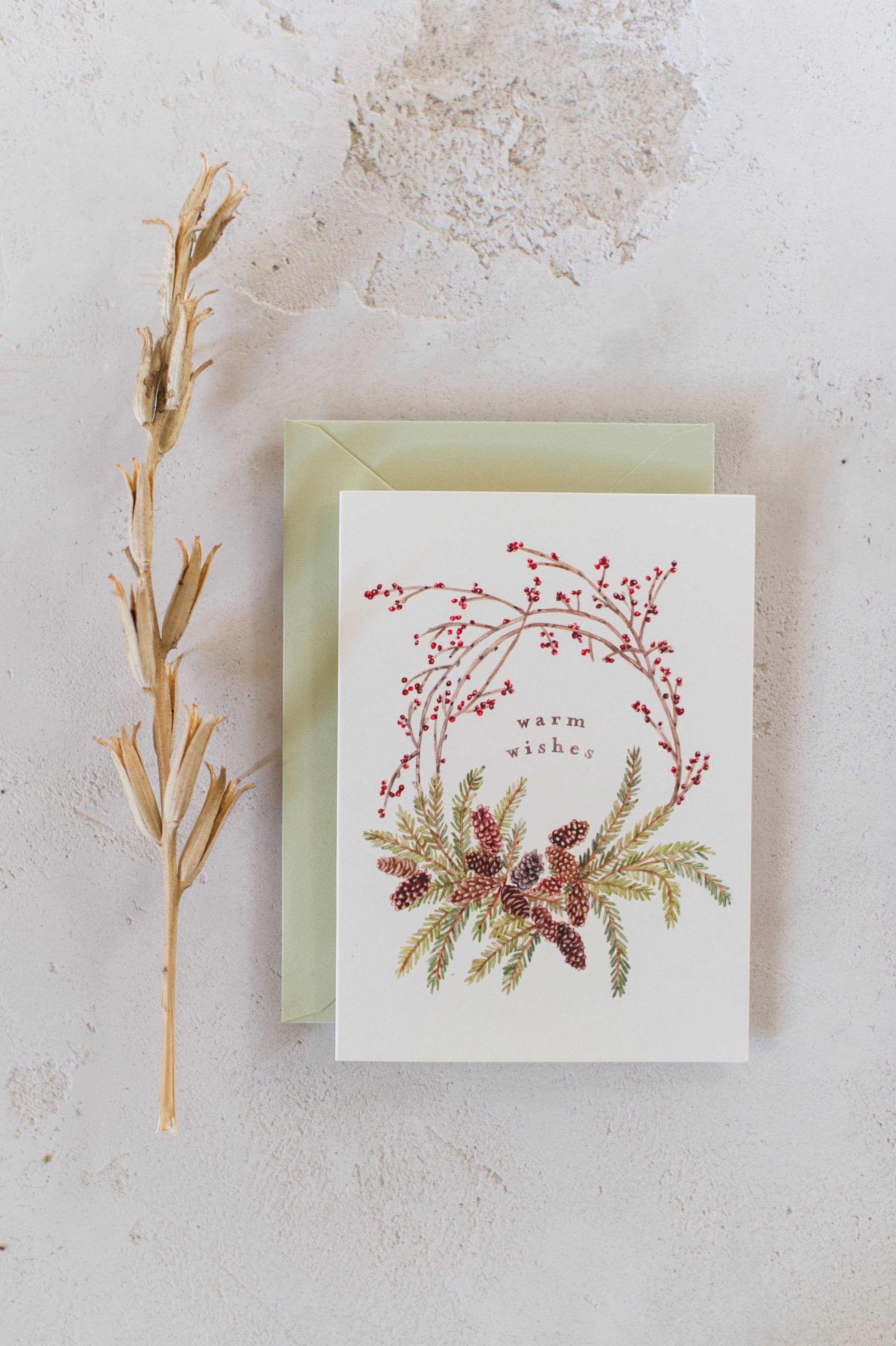 Lana's Shop - Wholesale Season's Greetings Card - Pinecone Wreath Greeting Card1