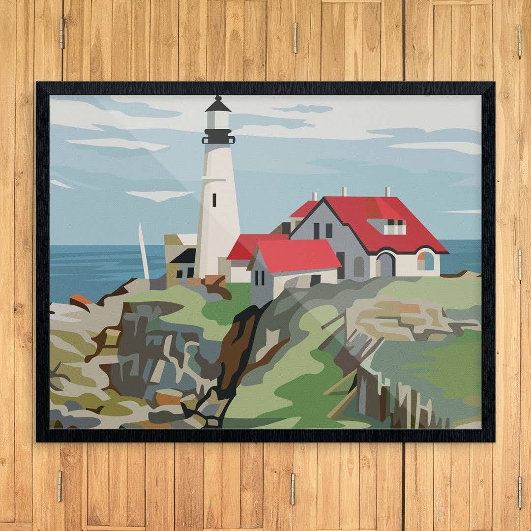 Fridgedoor - Wholesale Art Print - 11'' x 14'' Paint By Number Portland Head Lighthouse Print0