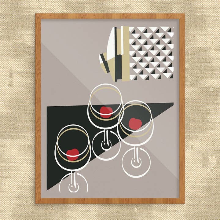 Fridgedoor - Wholesale Art Print - 11'' x 14'' Cocktail Shaker & Martini Glasses Vintage Print