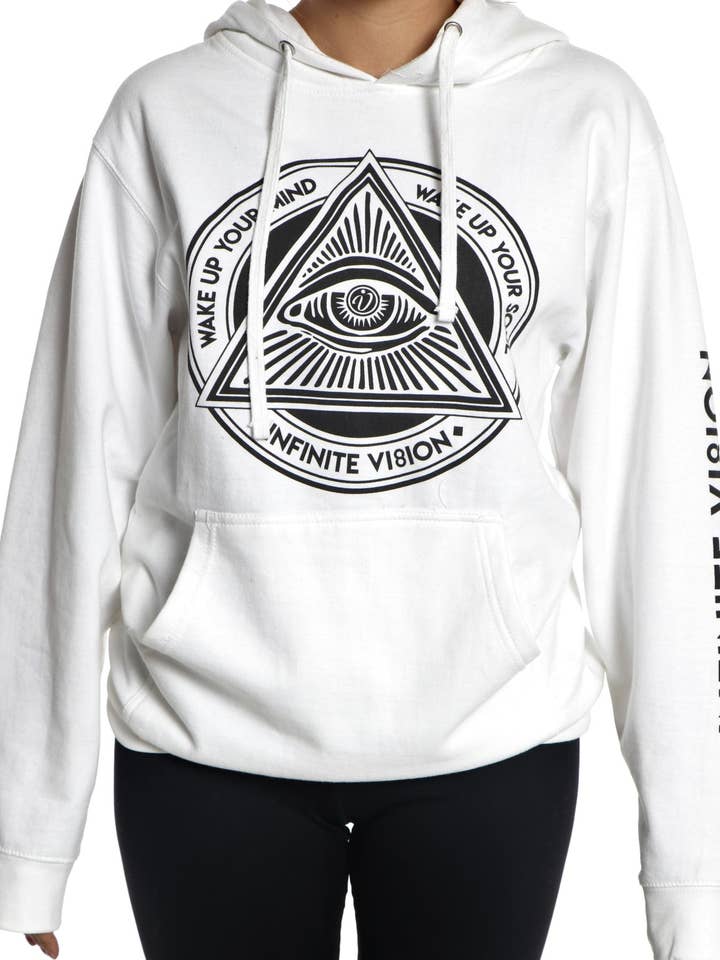 Enlightenment Hoodie - White with Black for wholesale by Infinite Vision