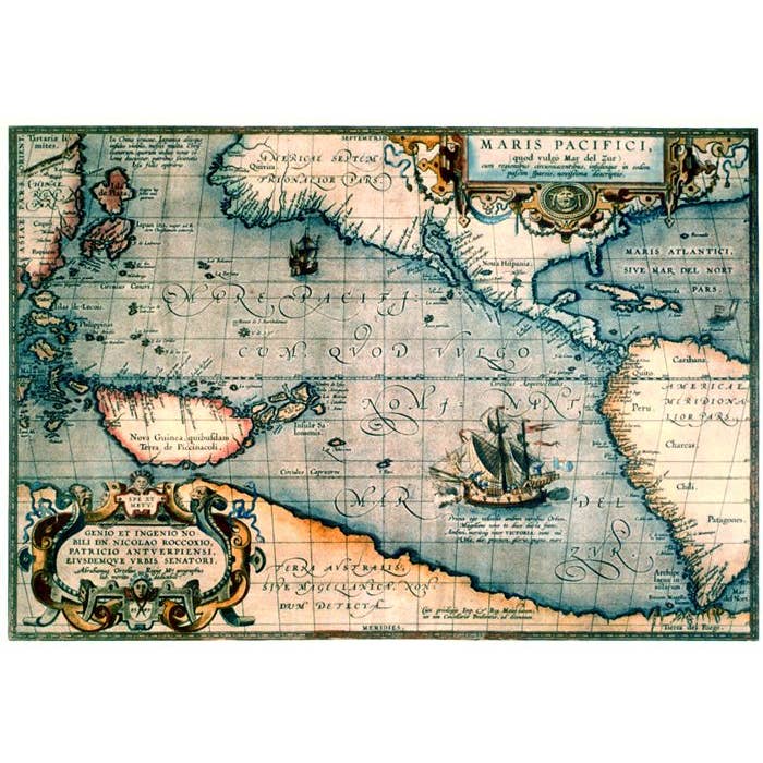 Abraham Ortelius' Stillehav 1589 - 1. kort over Stillehavet! for engroshandel hos Historic Urban Plans, Inc.