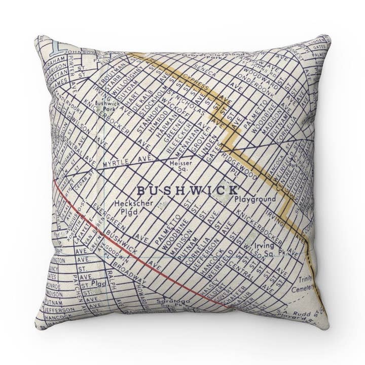 Bushwick Brooklyn New York Map Pillow for wholesale by Daisy Mae Designs