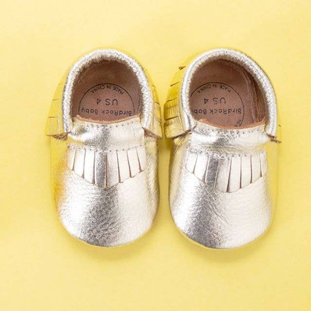 BirdRock Baby - Wholesale Moccasins - Kids - Baby Moccasins - Genuine Leather Baby Shoes (Gold)2