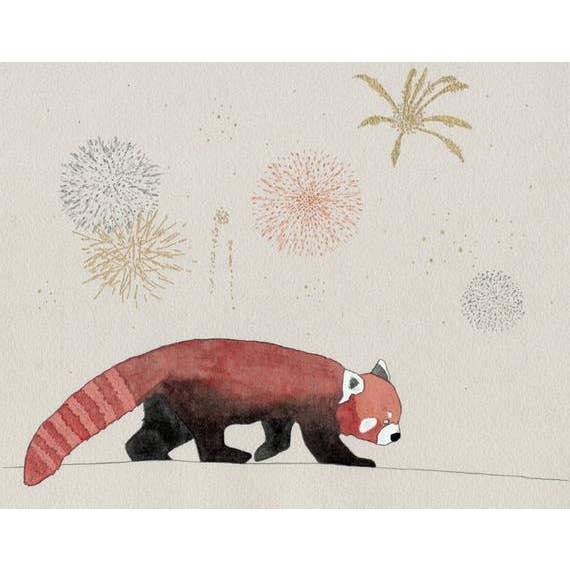 Röd Panda Fireworks tryck för wholesale av Sadly Harmless Illustration