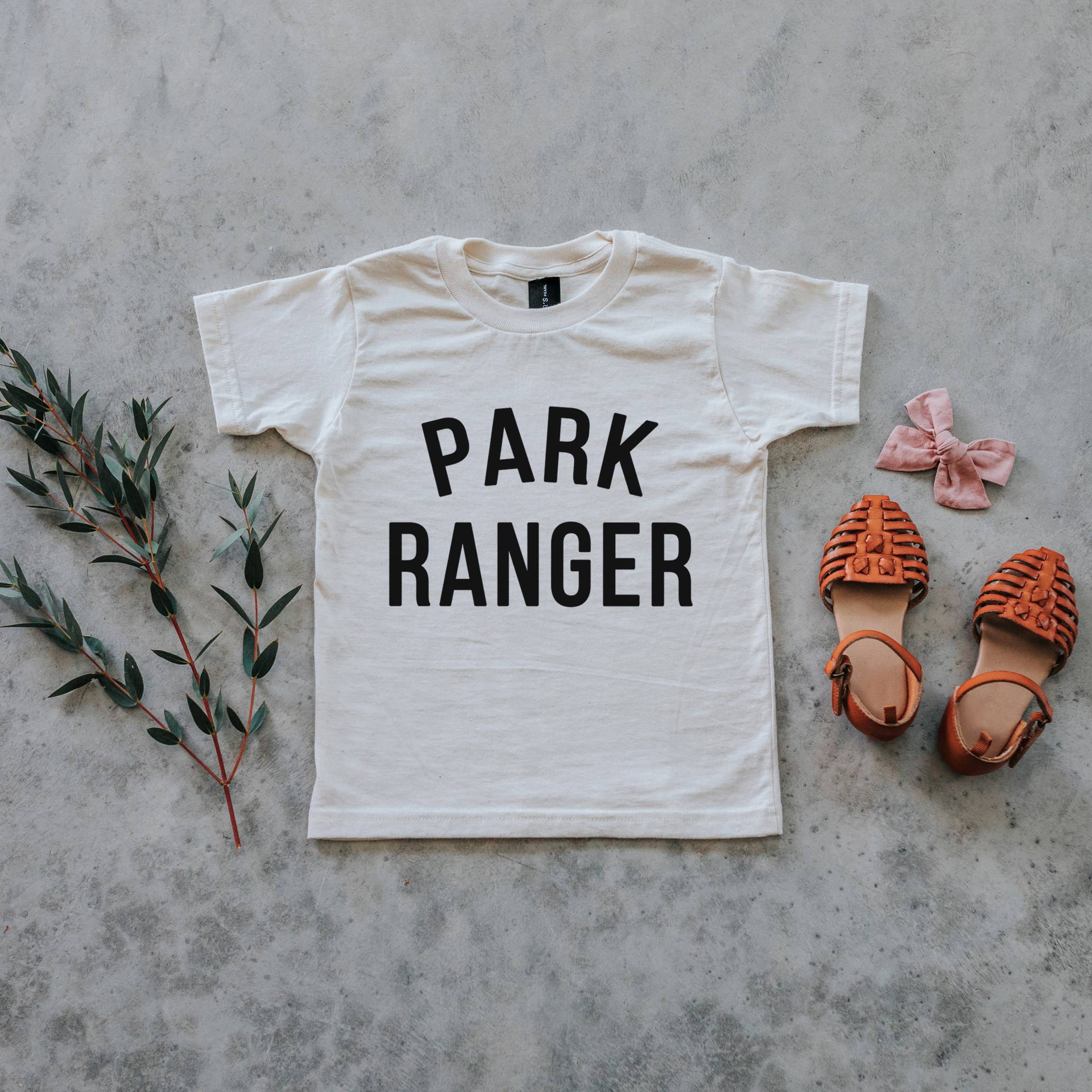 Gladfolk - Wholesale Screen Printed T-Shirt - Kids - Park Ranger Cream Organic Kids Tee5