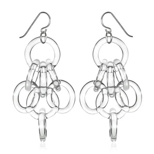 Roxann Astra Slate - Wholesale Dangle Earrings - Glass Cluster Chain Earrings