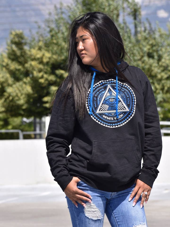 Blue Original Enlightenment Hoodie - Black for wholesale by Infinite Vision