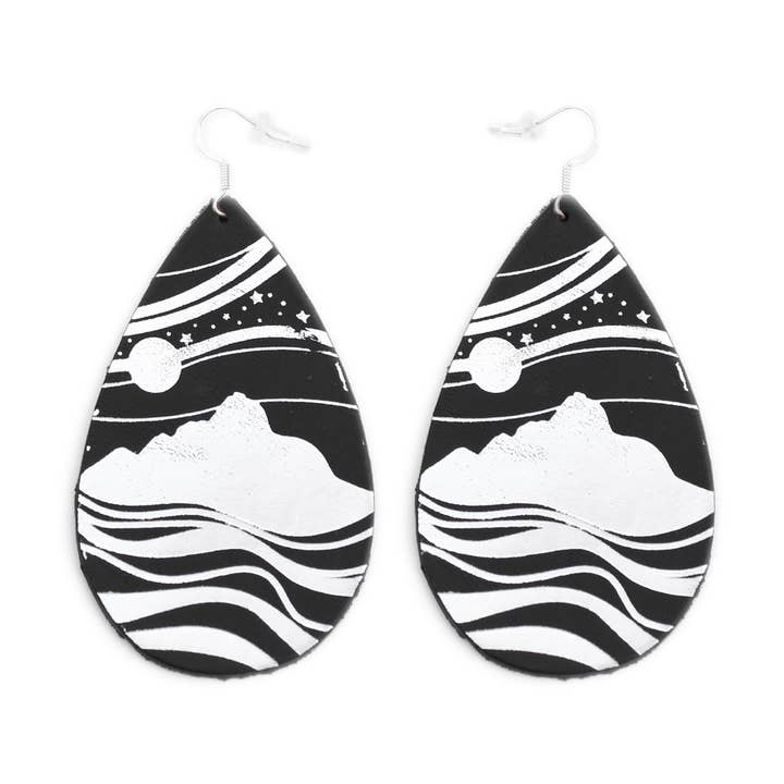 Starry Peaks  - Metallic Leather Embossed  Earrings for wholesale by OneWild