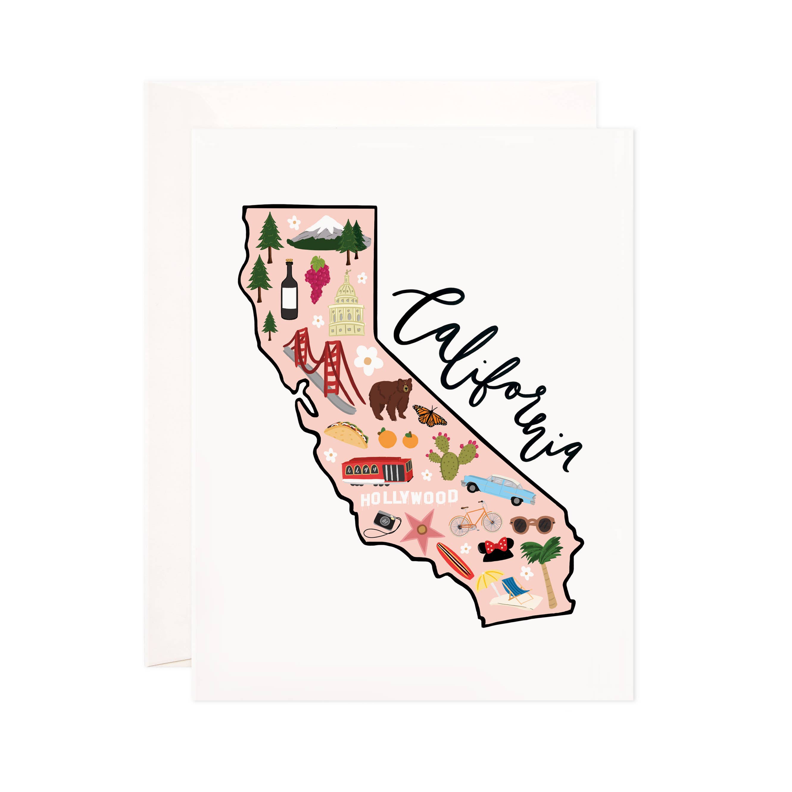 Bloomwolf Studio - Wholesale Stationery/Notecard Set - California Greeting Card - State Map Stationery, Card Set