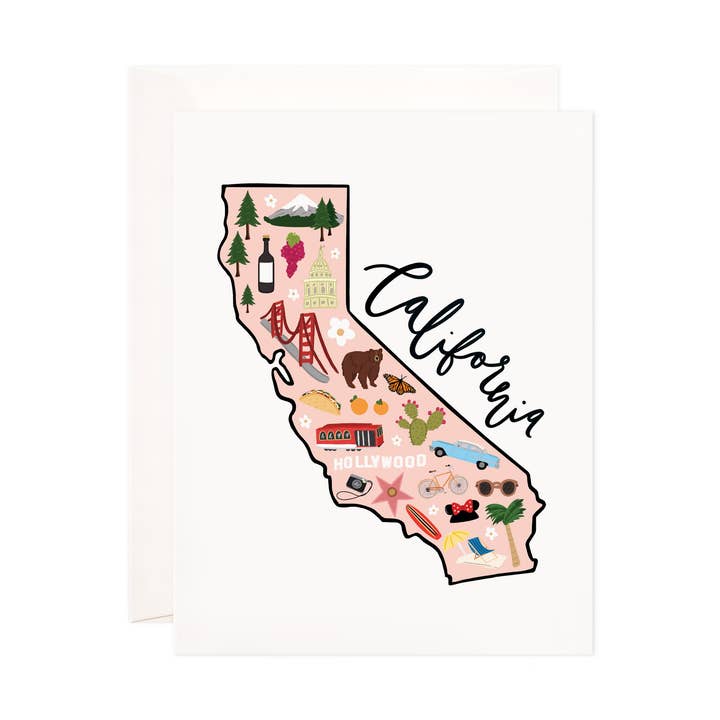 Bloomwolf Studio - Wholesale Stationery/Notecard Set - California Greeting Card - State Map Stationery, Card Set0