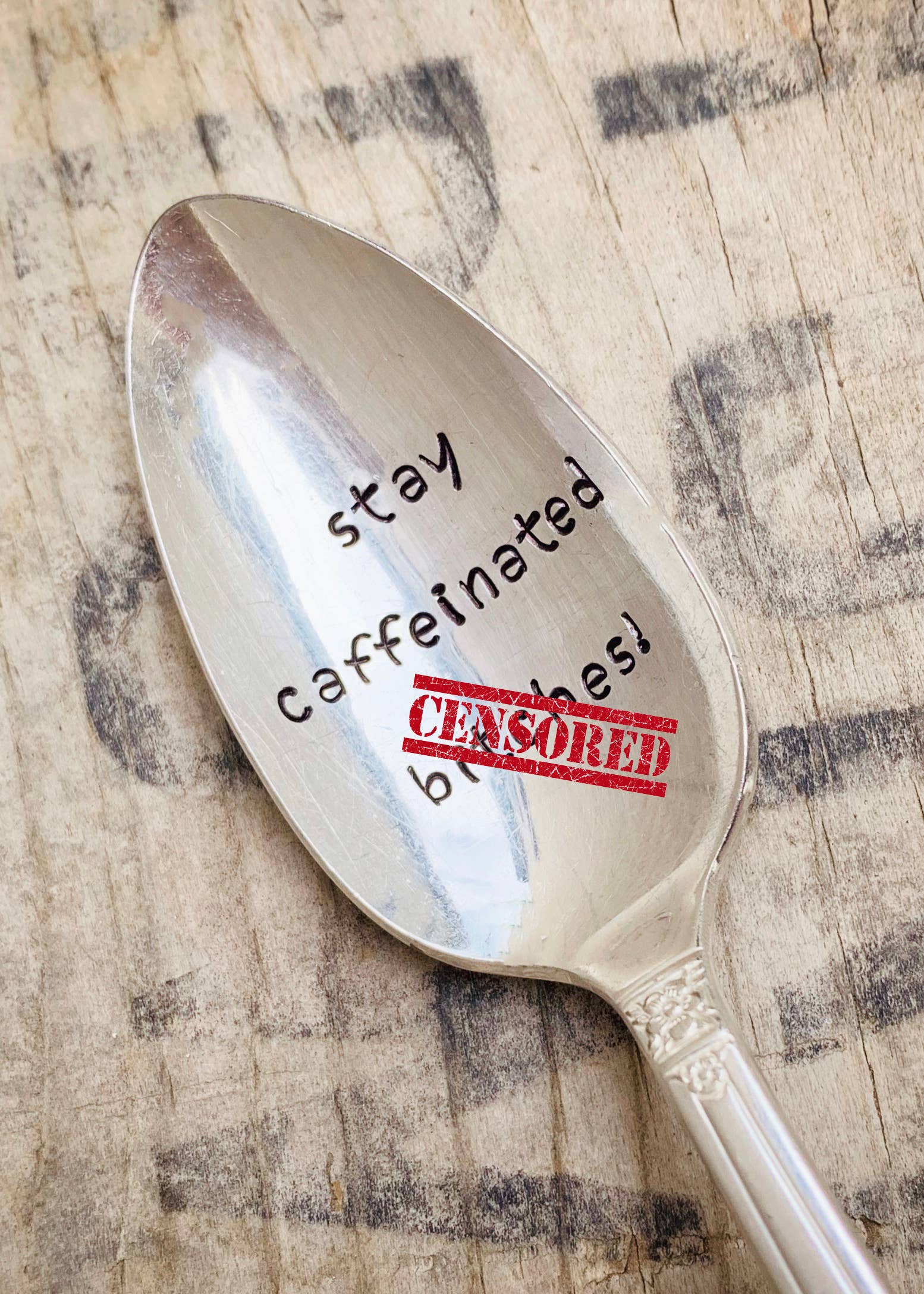 Pumpernickel and Wry – Engroshandel Bordske (bestik) – Naughty Coffee Tema Håndstemplede Vintage sølvskeer6