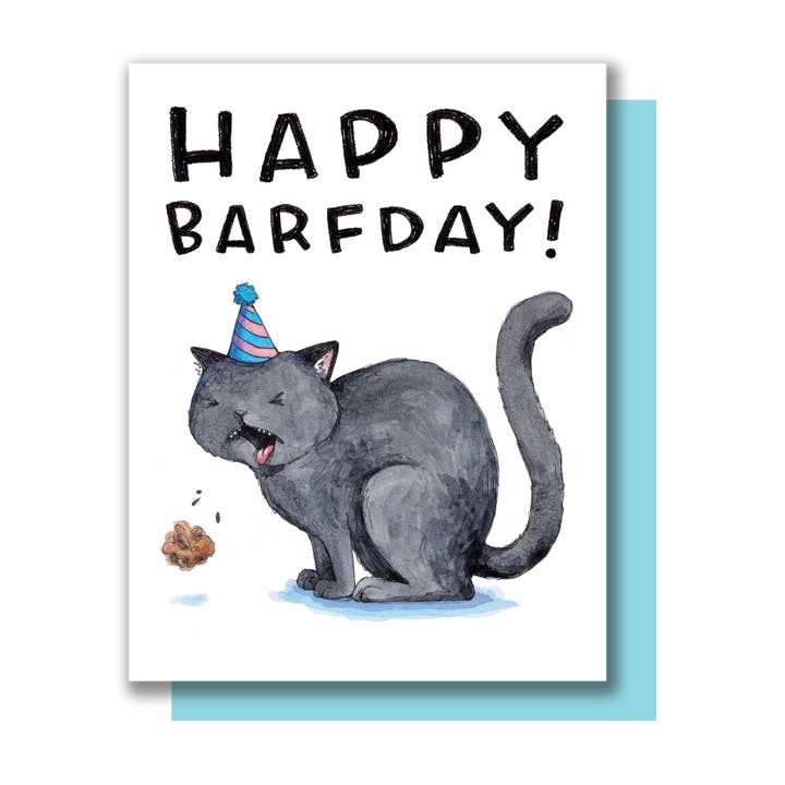 Happy Barfday Cat Geburtstagskarte für den Großhandel von Paper Wilderness