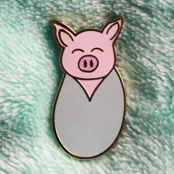 Pig in a Blanket Hard Enamel Pin for wholesale by The Avera Boutique