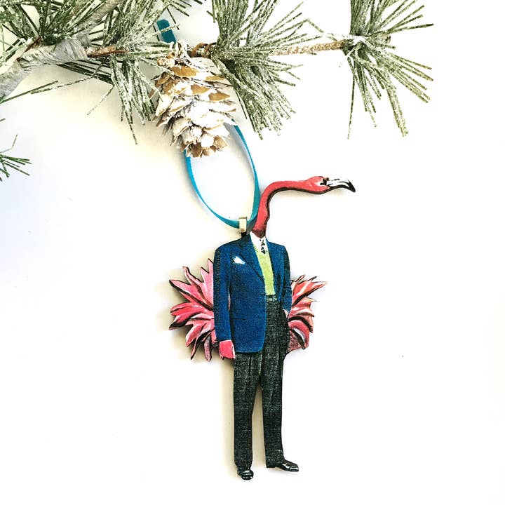 Flamingo mand julepynt for engroshandel hos Pergamo Paper Goods