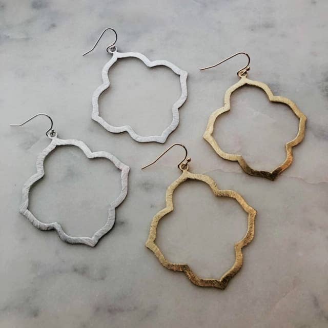 Gold and Silver Quatrefoil Earrings for wholesale by Laalee Jewelry