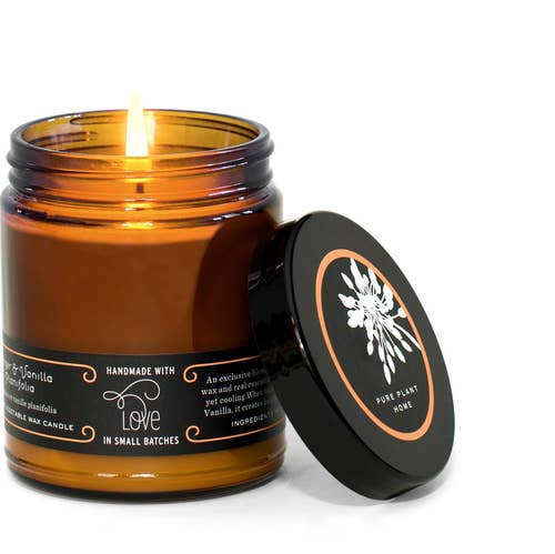 7 oz Large Amber Apothecary Jar Ginger/Vanilla Coconut Wax w for wholesale by Pure Plant Home