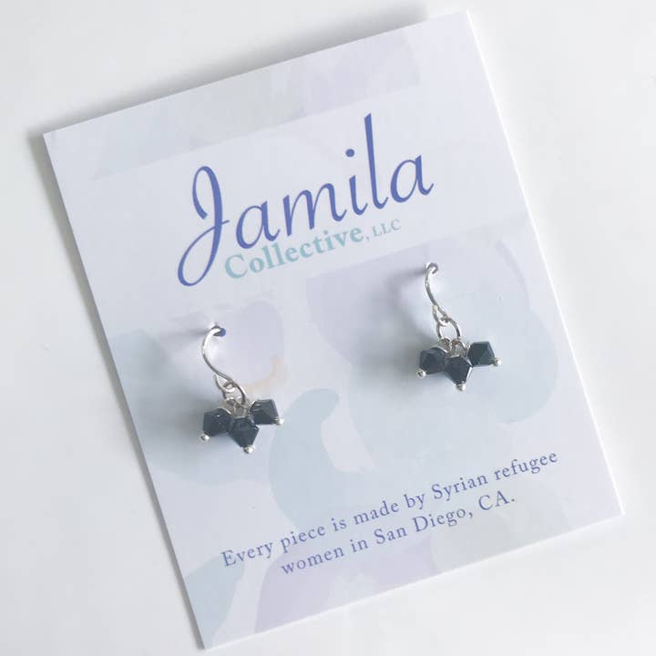 Lore Cluster Earrings - Jet Black for wholesale by Jamila Collective, LLC