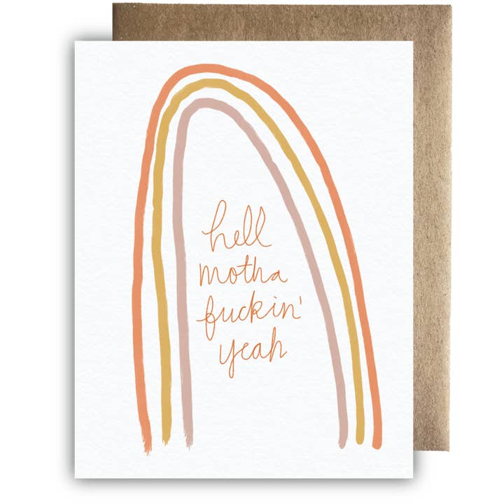 MF Yeah Everyday Greeting Card on White Felt for wholesale by Maija Rebecca Hand Drawn