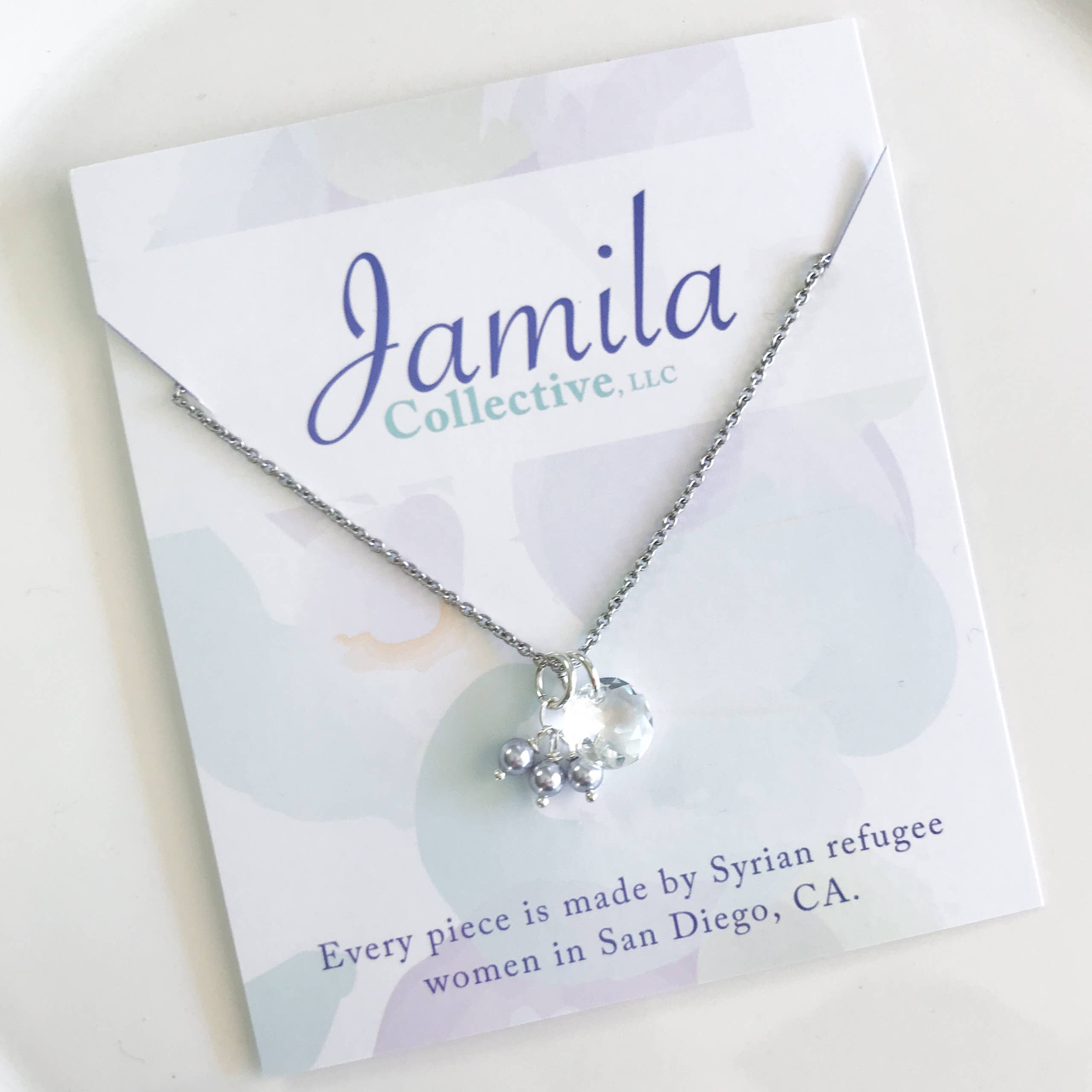 Jamila Collective, LLC - Wholesale Pendant/Charm Necklace - Laila Cluster Necklace - Lavender Pearl0