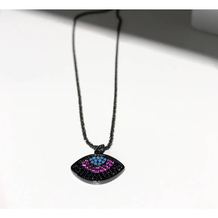 Ali's Collection – wholesale Hänge-/berlockhalsband – Evil Eye Halsband Oxiderat Sterling Silver