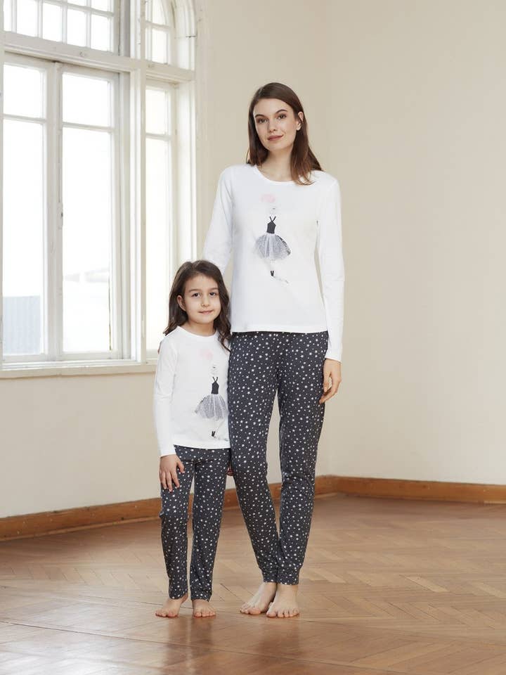 Mommy&Me Collection-Ballerina Print Women's PJ Set for wholesale by MOOD PJMS
