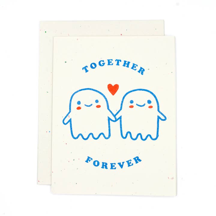 Together Forever Ghosts Risograph Card for wholesale by These Are Things