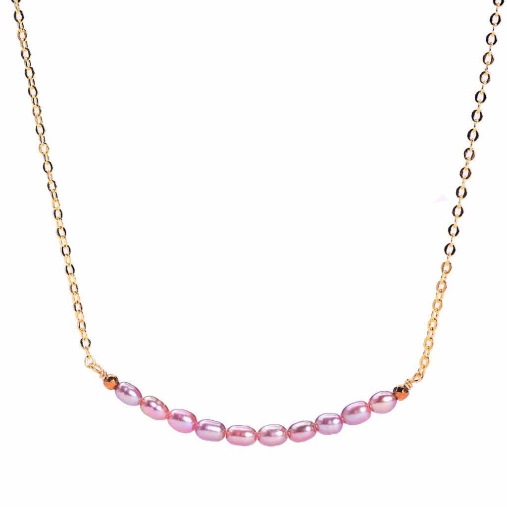 Less is More - Wholesale Pendant/Charm Necklace - Purple Pearl Smile Necklace (Gold or Silver)4